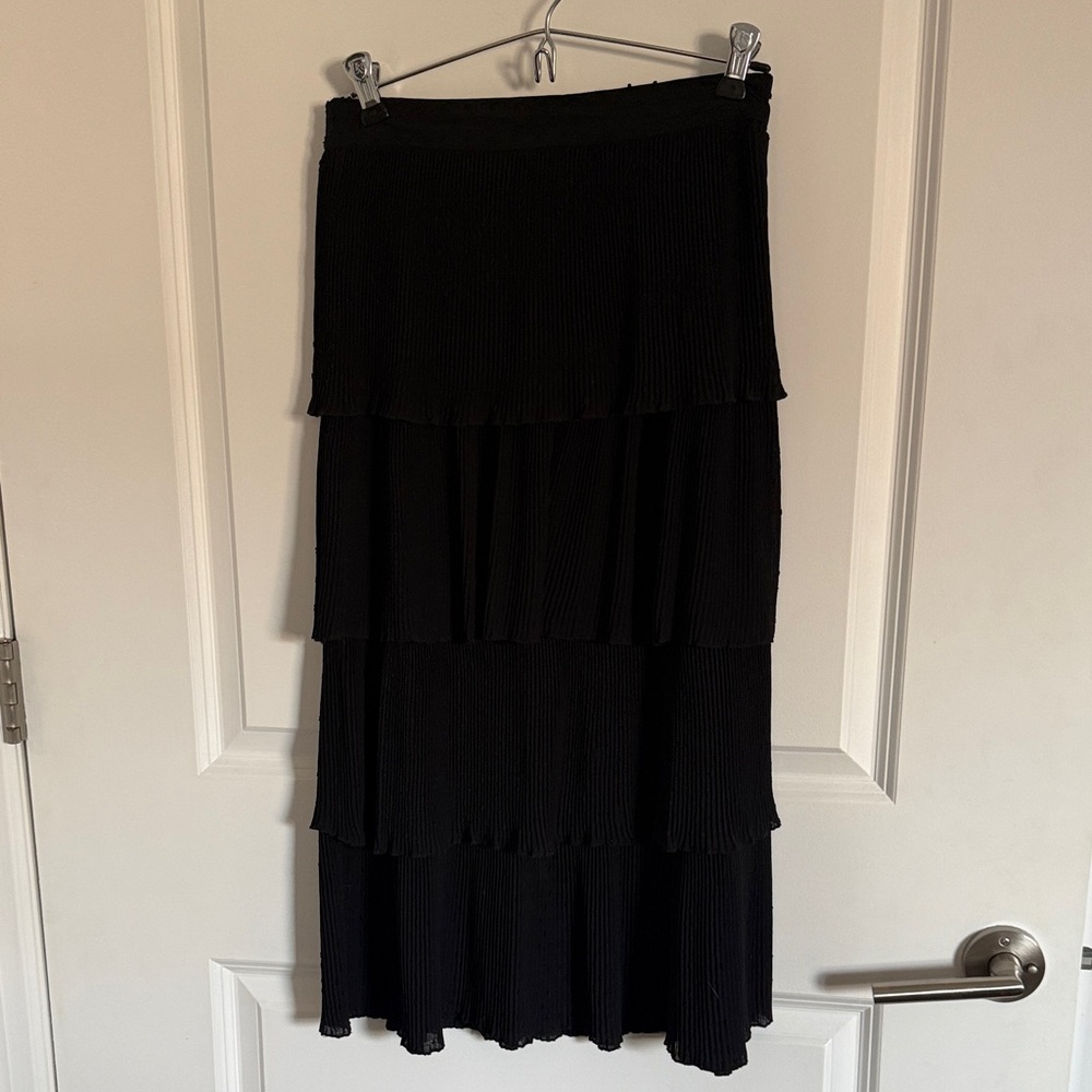 Black Tiered Midi Skirt